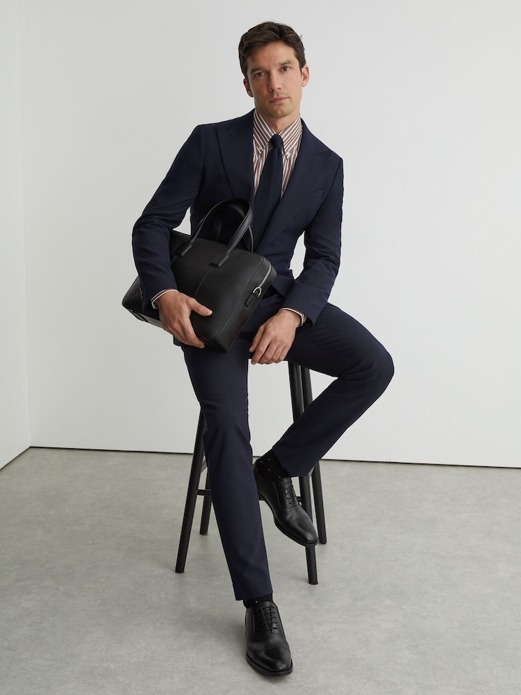 Reiss Black Morgan Leather Brogue-Detail Oxford Shoes - Image 1 of 5