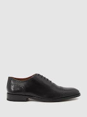 Reiss Black Morgan Leather Brogue-Detail Oxford Shoes - Image 2 of 5