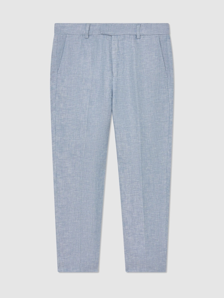 Reiss Soft Blue Atlantic T 3-9 yrs Linen Tailored-Fit Trousers - Image 1 of 3
