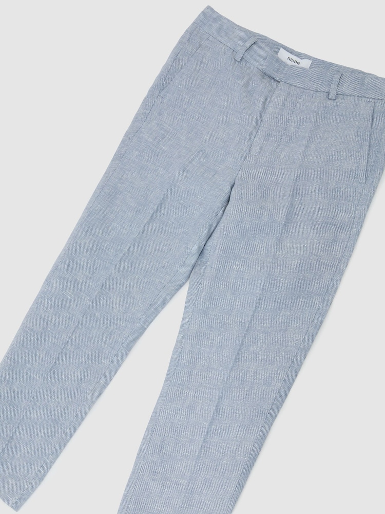 Reiss Soft Blue Atlantic T 3-9 yrs Linen Tailored-Fit Trousers - Image 3 of 3