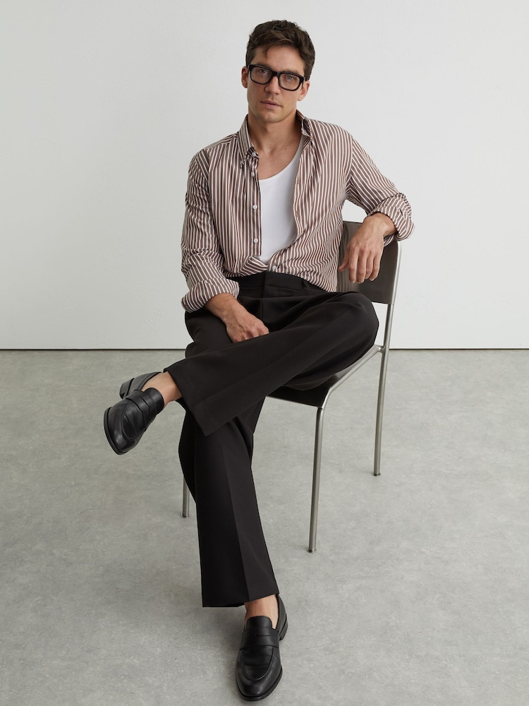 Reiss Black Peter Leather Saddle Loafers - Image 1 of 6