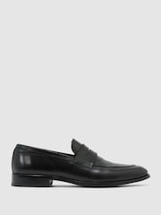 Reiss Black Peter Leather Saddle Loafers - Image 2 of 6