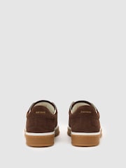 Reiss Chocolate Brown Anders Suede Suede Perforated-Detail Trainers - Image 4 of 5