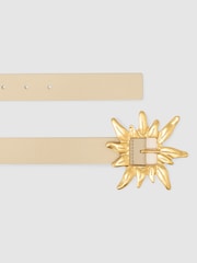 Reiss Off White Rae Leather Sun-Buckle Belt - Image 3 of 5