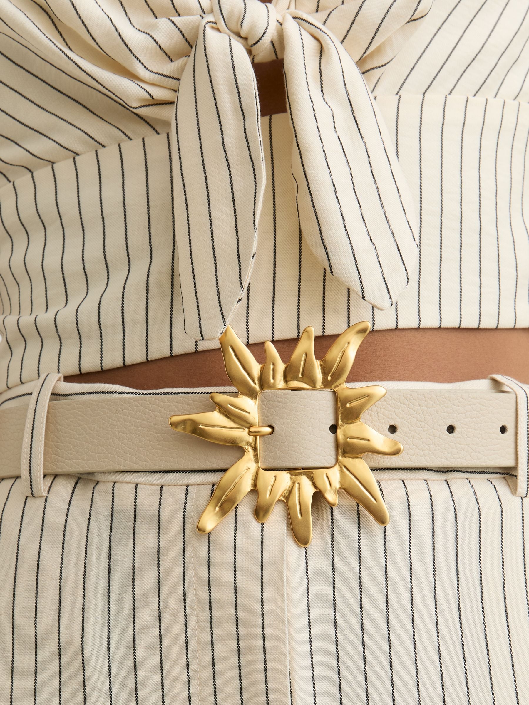 Buy Reiss Off White Rae Leather Sun-Buckle Belt from Next USA