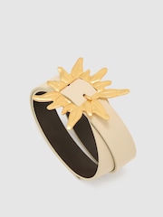 Reiss Off White Rae Leather Sun-Buckle Belt - Image 5 of 5