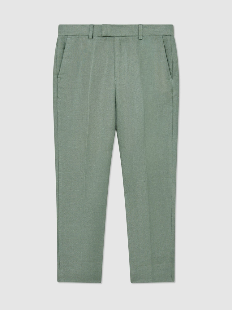 Reiss Sage Green Atlantic T 3-9 yrs Linen Tailored-Fit Trousers - Image 1 of 3