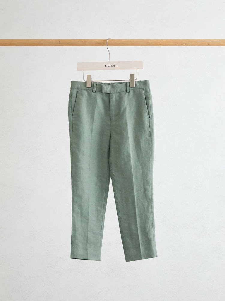 Reiss Sage Green Atlantic T 3-9 yrs Linen Tailored-Fit Trousers - Image 2 of 3