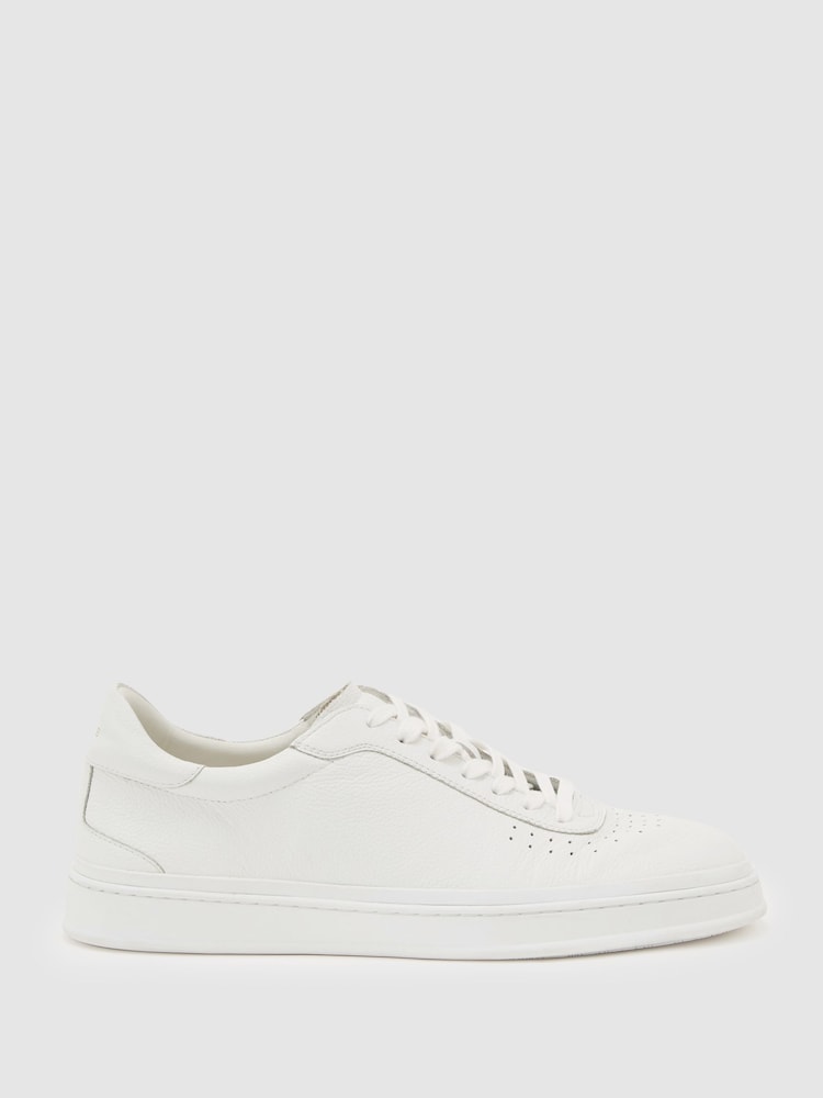 Reiss White Anders Leather Perforated-Detail Trainers - Image 1 of 5