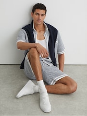 Reiss White Anders Leather Perforated-Detail Trainers - Image 2 of 5