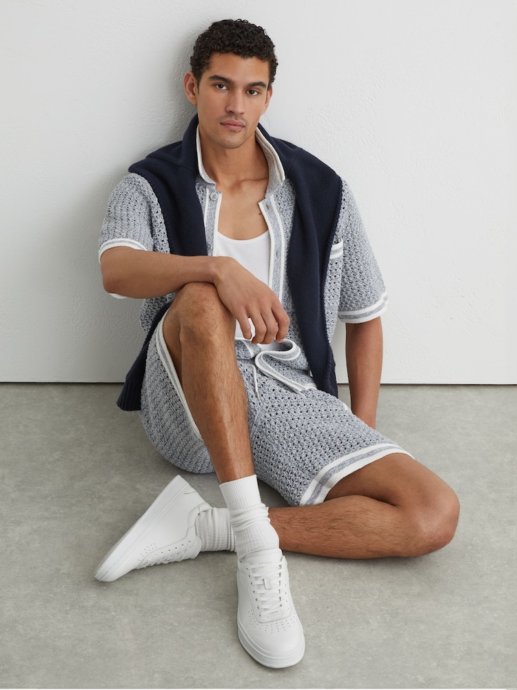 Reiss White Anders Leather Perforated-Detail Trainers - Image 2 of 5