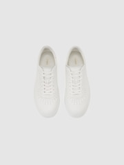 Reiss White Anders Leather Perforated-Detail Trainers - Image 3 of 5