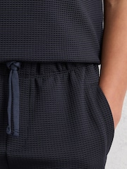 Reiss Navy Vola Set Waffle Polo and Shorts Set - Image 4 of 5