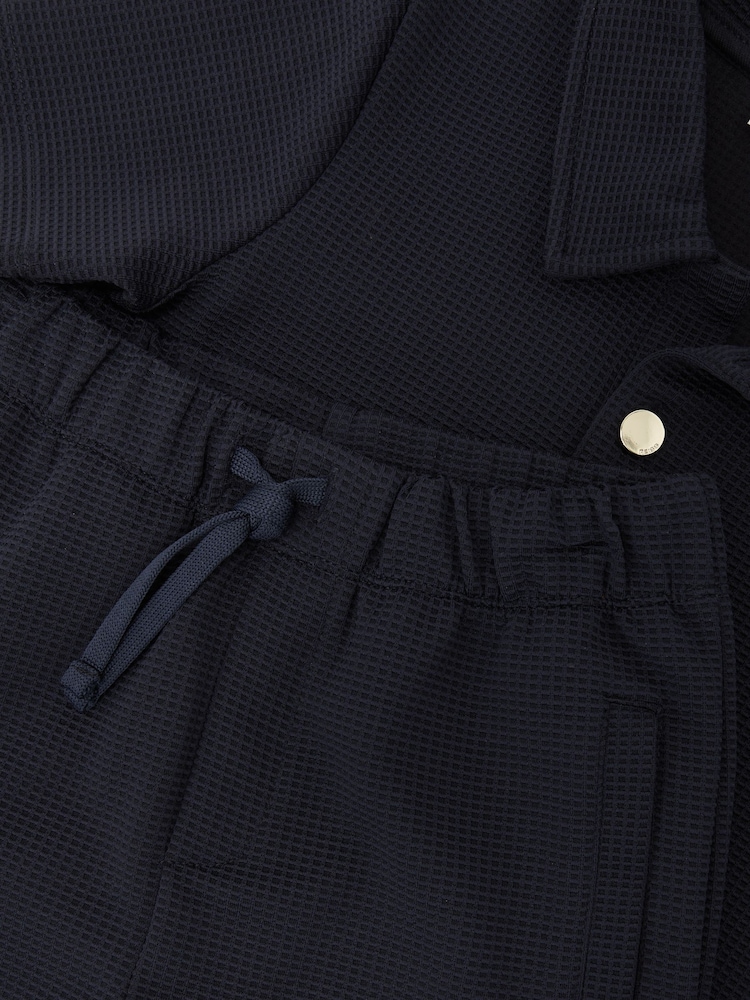 Reiss Navy Vola Set Waffle Polo and Shorts Set - Image 5 of 5