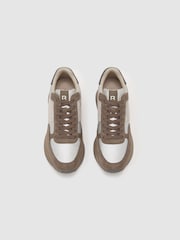 Reiss Soft Grey / Brown Ian Suede Lace-Up Running Trainers - Image 3 of 5