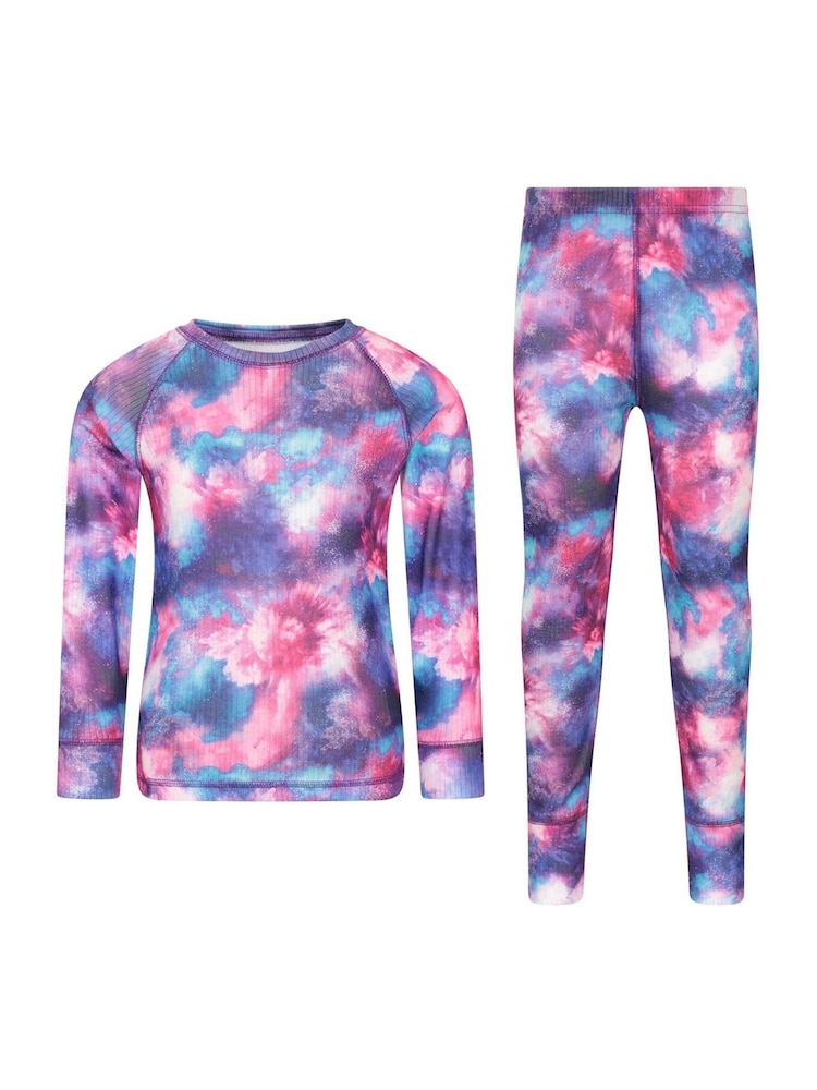 Mountain Warehouse Purple Talus Printed Baselayer-Top & Pants Set - Image 1 of 8