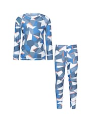Mountain Warehouse Blue Talus Printed Baselayer-Top & Pants Set - Image 1 of 7
