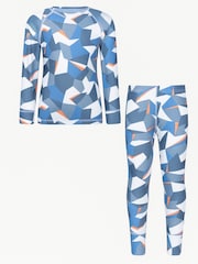 Mountain Warehouse Blue Talus Printed Baselayer-Top & Pants Set - Image 2 of 7