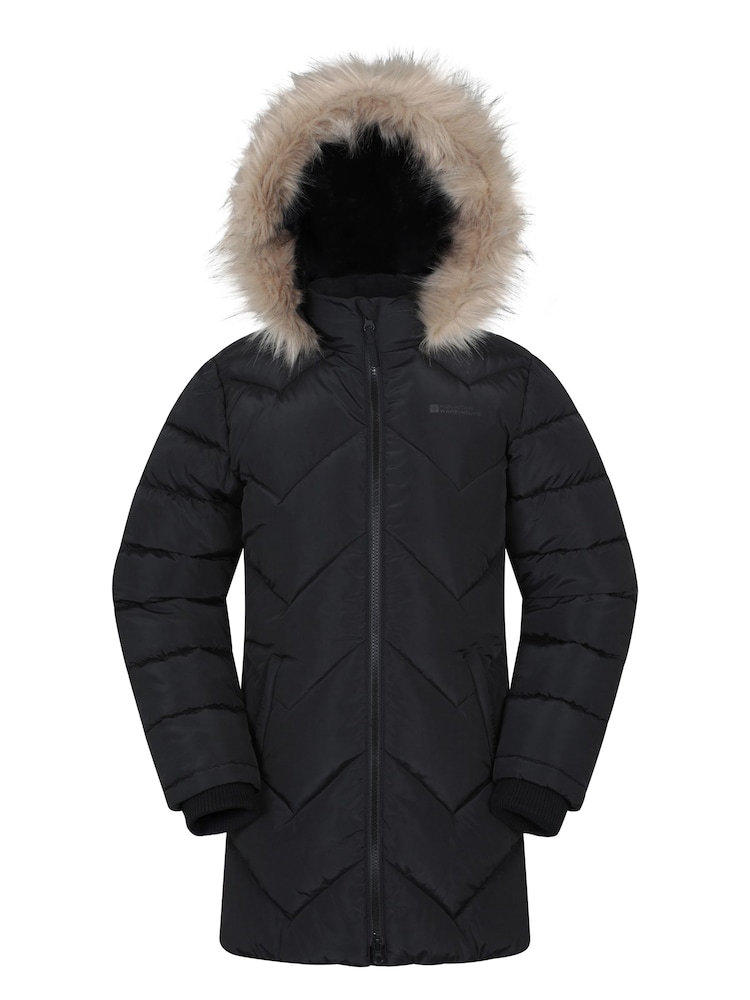 Mountain Warehouse Black Galaxy Water Resistant Long Padded Jacket - Image 1 of 5 Mountain Warehouse Black Galaxy Water Resistant Long Padded Jacket - Image 1 of 5