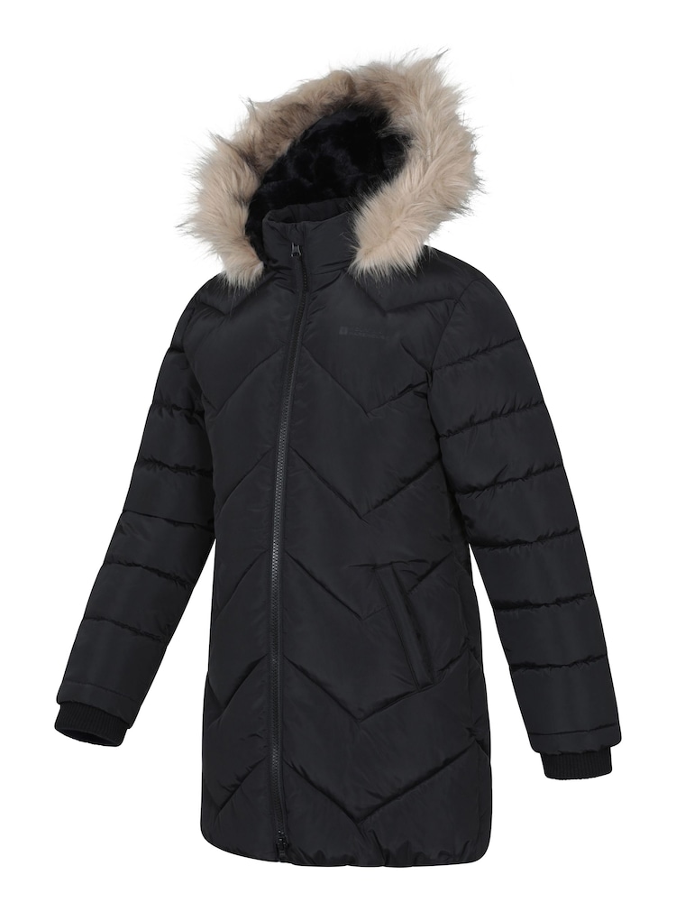 Mountain Warehouse Black Galaxy Water Resistant Long Padded Jacket - Image 2 of 5 Mountain Warehouse Black Galaxy Water Resistant Long Padded Jacket - Image 2 of 5