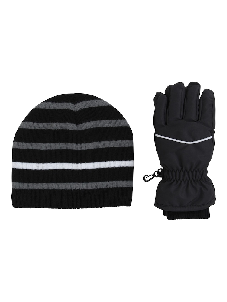 Mountain Warehouse Black Isotherm Fur Lined Hat & Snow Gloves Set - Image 1 of 7 Mountain Warehouse Black Isotherm Fur Lined Hat & Snow Gloves Set - Image 1 of 7