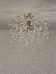 Laura Ashley Gold Willow Crystal Flush Fitting Ceiling Light - Image 1 of 4