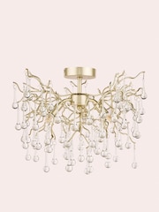 Laura Ashley Gold Willow Crystal Flush Fitting Ceiling Light - Image 2 of 4