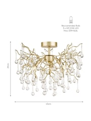 Laura Ashley Gold Willow Crystal Flush Fitting Ceiling Light - Image 4 of 4