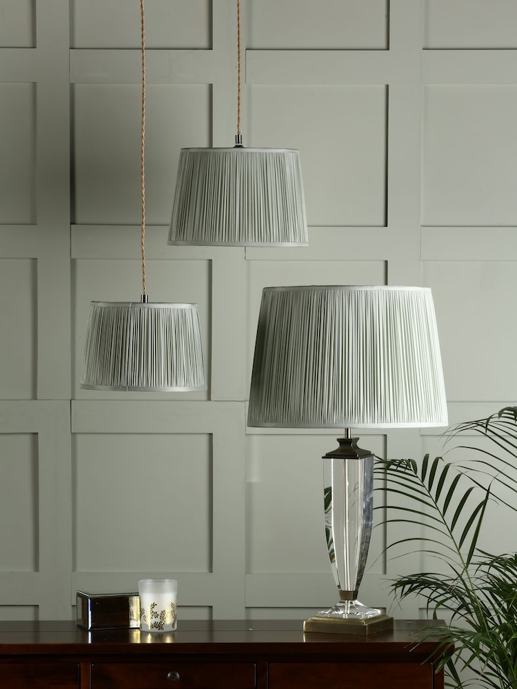 Laura Ashley Green Hemsley Pleated Silk Empire Easyfit Lamp Shade - Image 2 of 7 Laura Ashley Green Hemsley Pleated Silk Empire Easyfit Lamp Shade - Image 2 of 7