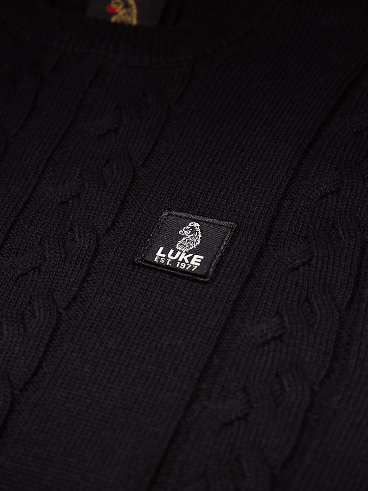 Luke 1977 Purple Mauve Wine Mitcham Cable Knitted Jumper - Image 7 of 7 Luke 1977 Purple Mauve Wine Mitcham Cable Knitted Jumper - Image 7 of 7