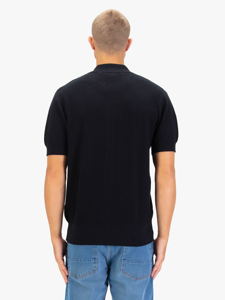 Luke 1977 Dalwood Knitted Black Polo Shirt - Image 2 of 6