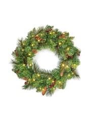 Premier Decorations Ltd 60cm Prelit Everyday Wreath 50 LEDs - Image 1 of 2