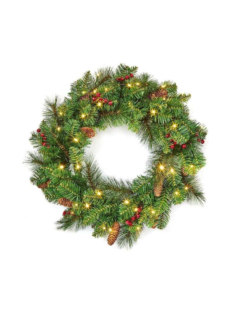 Premier Decorations Ltd 60cm Prelit Everyday Wreath 50 LEDs - Image 1 of 2 Premier Decorations Ltd 60cm Prelit Everyday Wreath 50 LEDs - Image 1 of 2