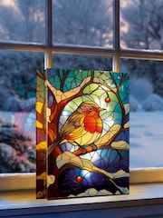 Premier Decorations Ltd Lit Stained Glass Robin Design Table Top Ornament - Image 1 of 4