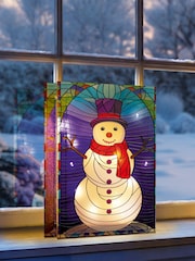 Premier Decorations Ltd 21 x 28cm BO Lit Stained Glass Snowman - Image 1 of 4