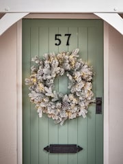 Premier Decorations Ltd 60cm Pre Lit Snowy Dorchester Wreath - Image 1 of 2