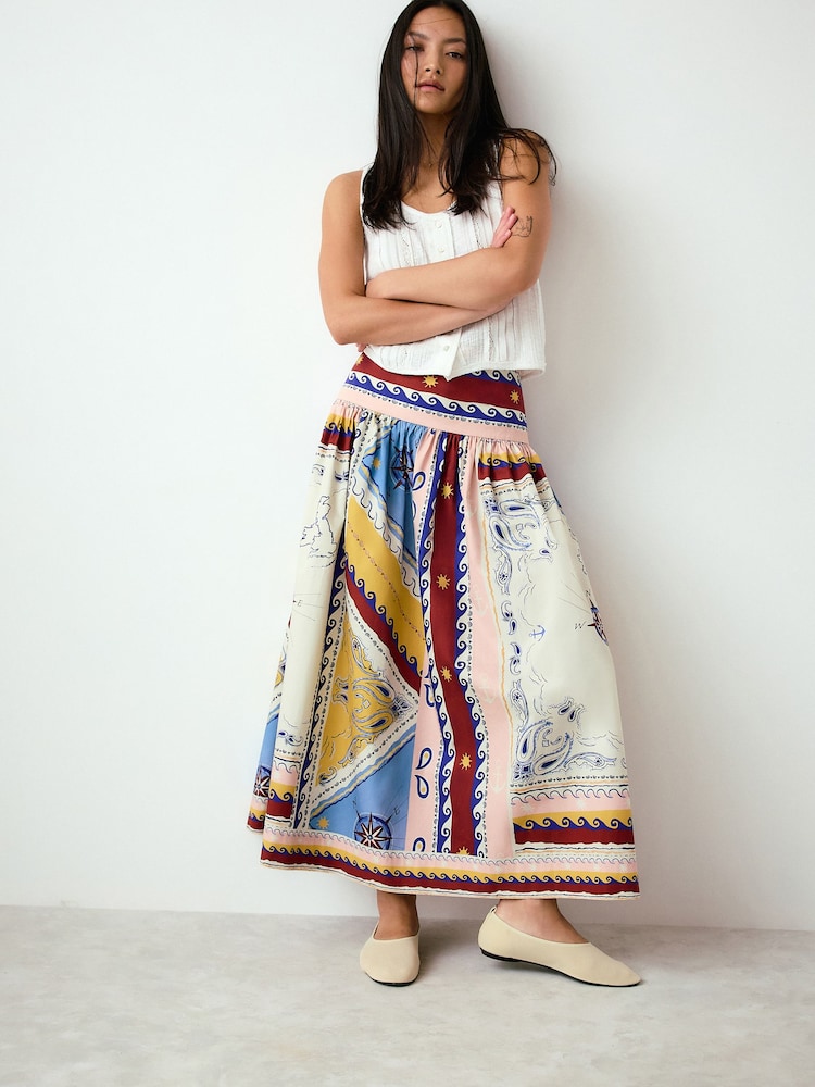 Nautical Print - Katoenen midirok - Afbeelding 1 van 9