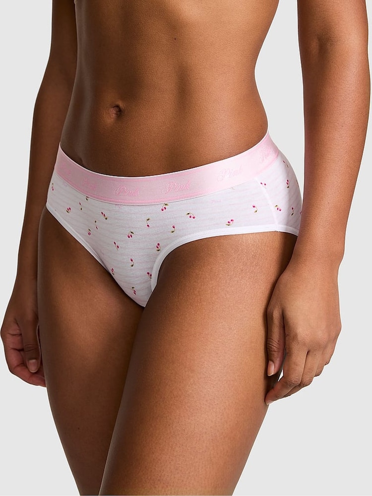 Victoria's Secret PINK Pink Tulip Cherry Print Hipster Cotton Logo Knickers - Image 1 of 2