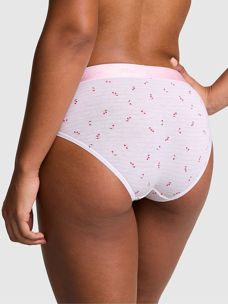 Victoria's Secret PINK Pink Tulip Cherry Print Hipster Cotton Logo Knickers - Image 2 of 2