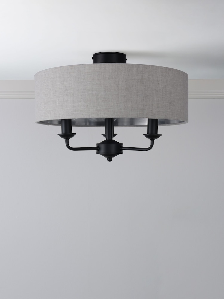 Laura Ashley Natural Sorrento Flush Fitting Ceiling Light - Image 2 of 6
