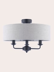 Laura Ashley Natural Sorrento Flush Fitting Ceiling Light - Image 4 of 6