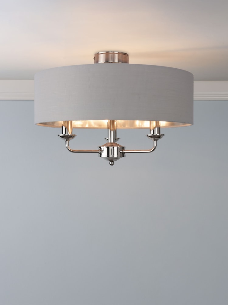 Laura Ashley Silver Sorrento Flush Fitting Ceiling Light - Image 1 of 6 Laura Ashley Silver Sorrento Flush Fitting Ceiling Light - Image 1 of 6