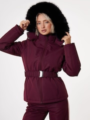 Threadbare Red Belted Padded Ski Jacket - Image 2 of 6