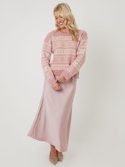 Threadbare Pink Fairisle Jacquard Knit Jumper - Image 4 of 5