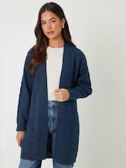 Threadbare Sky Blue Cable Knit Cardigan - Image 1 of 4