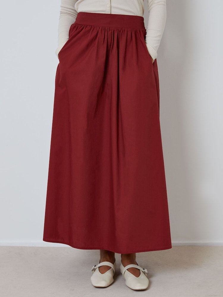 Threadbare Maroon Red Midi Skirt with Pockets - Image 2 of 4 Threadbare Maroon Red Midi Skirt with Pockets - Image 2 of 4