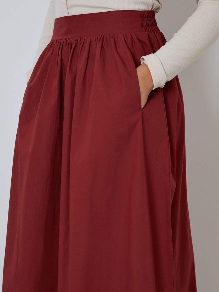 Threadbare Maroon Red Midi Skirt with Pockets - Image 4 of 4 Threadbare Maroon Red Midi Skirt with Pockets - Image 4 of 4