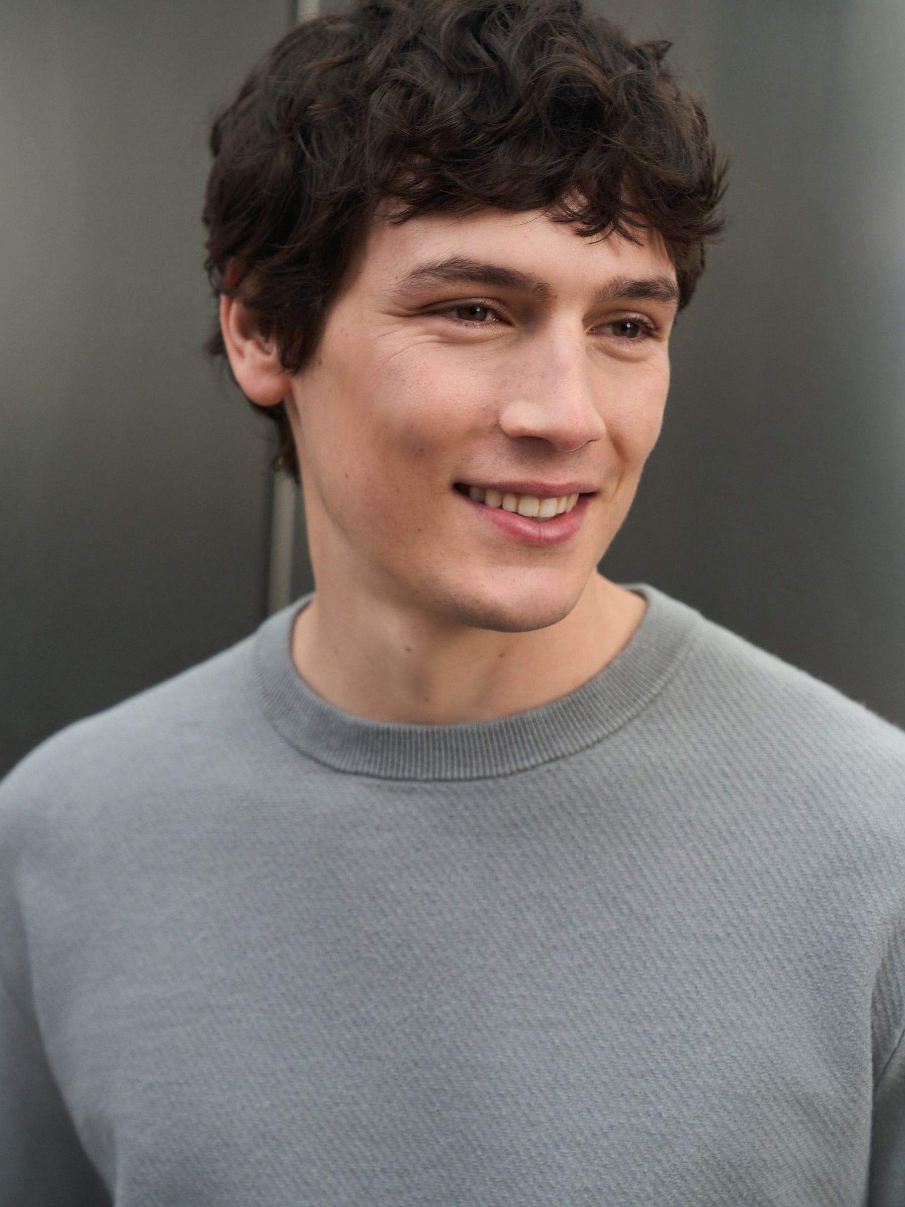 Buy Grey Regular Fit Ultrasoft Smart Textured Crew Jumper from the