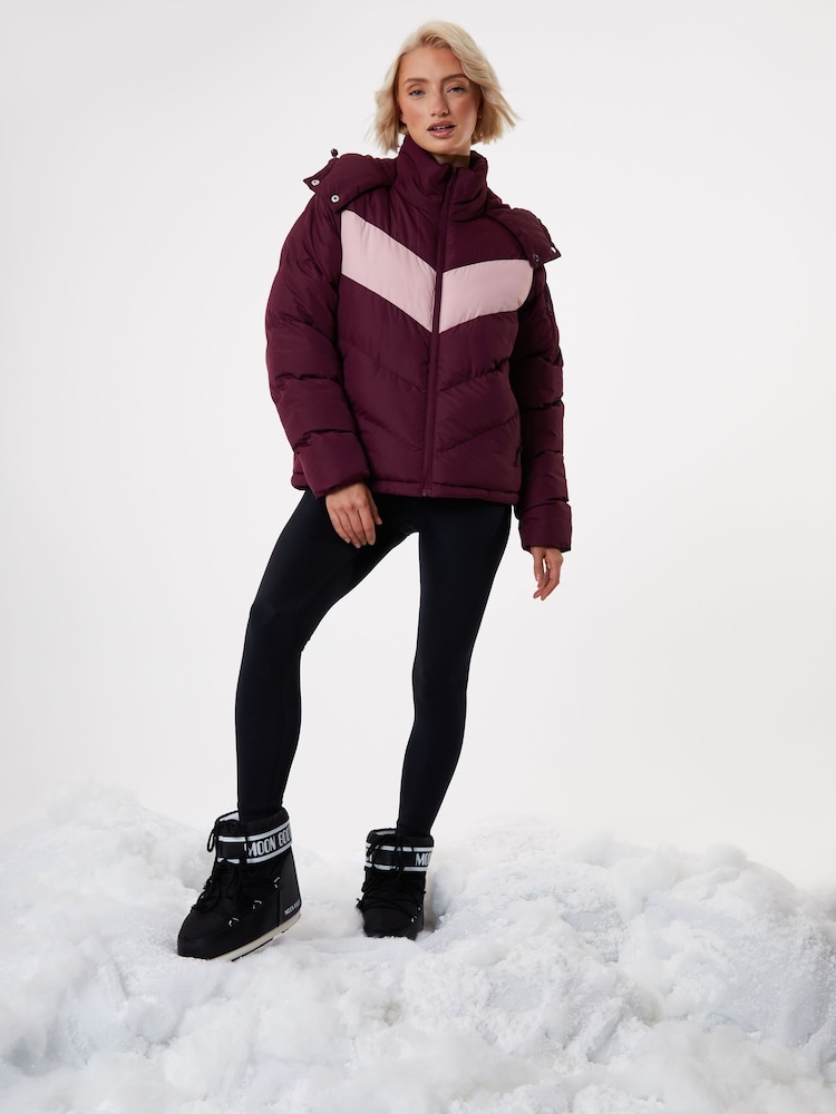 Threadbare Red Contrast Chevron Padded Ski Jacket - Image 6 of 6