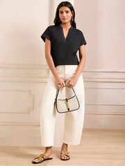 Love & Roses Black Notch Neck T-Shirt - Image 3 of 4